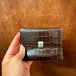 Lauren Ralph Lauren Brown Crocodile Embossed Wallet